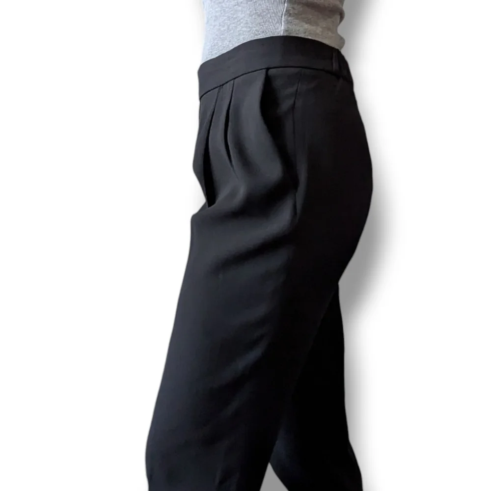 Aritzia Babaton Black Crepe Ankle Cropped Dressy Pull On Stretch Waist Pants 4 - Picture 4 of 16